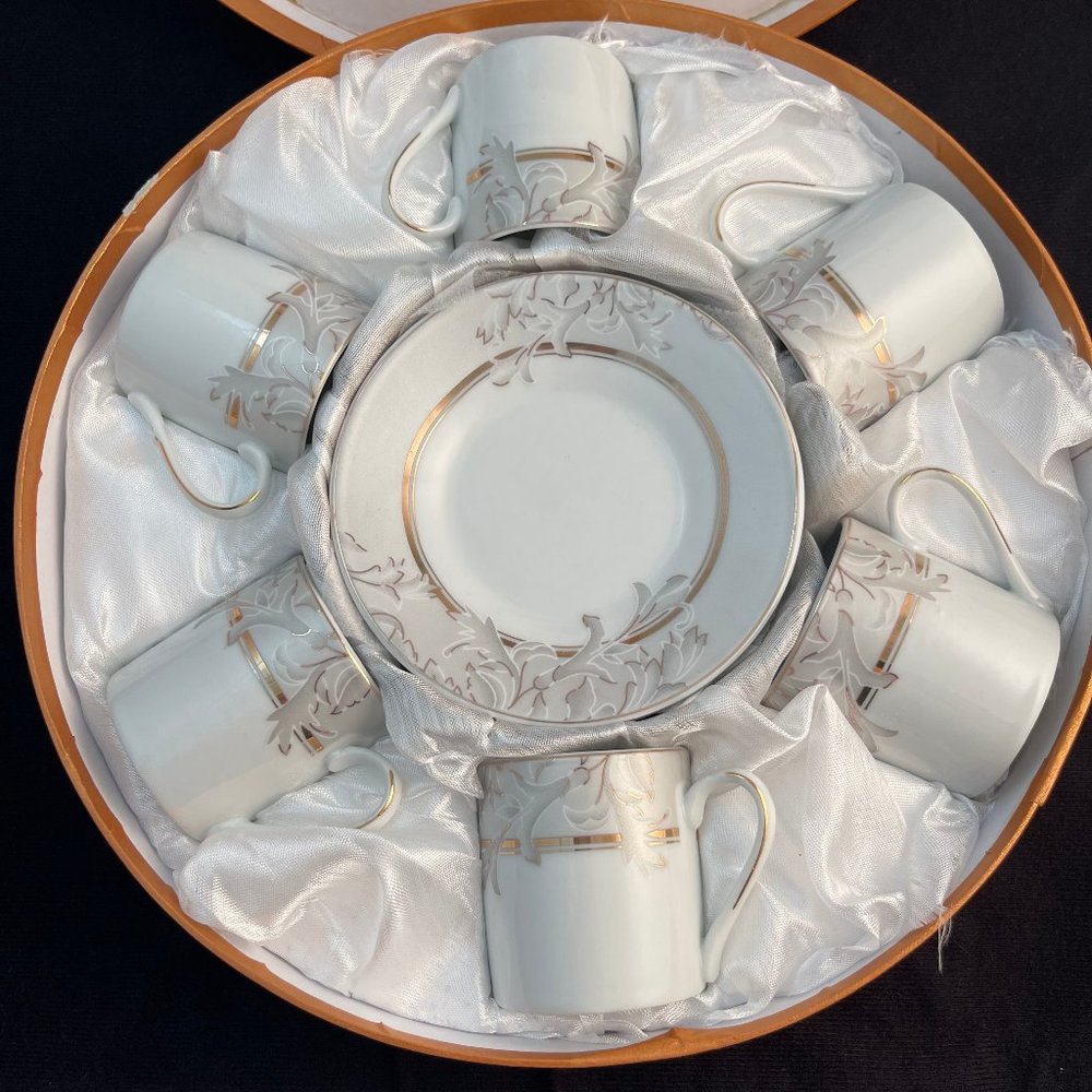 Vintage German Designed Porcelain Demitasse Coffee Set of 6